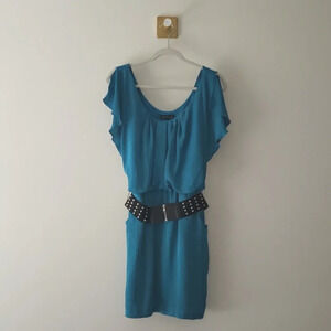 City Triangles Mini Dress Large Blue Modern Comfort Artsy Mobwife Goth Grunge